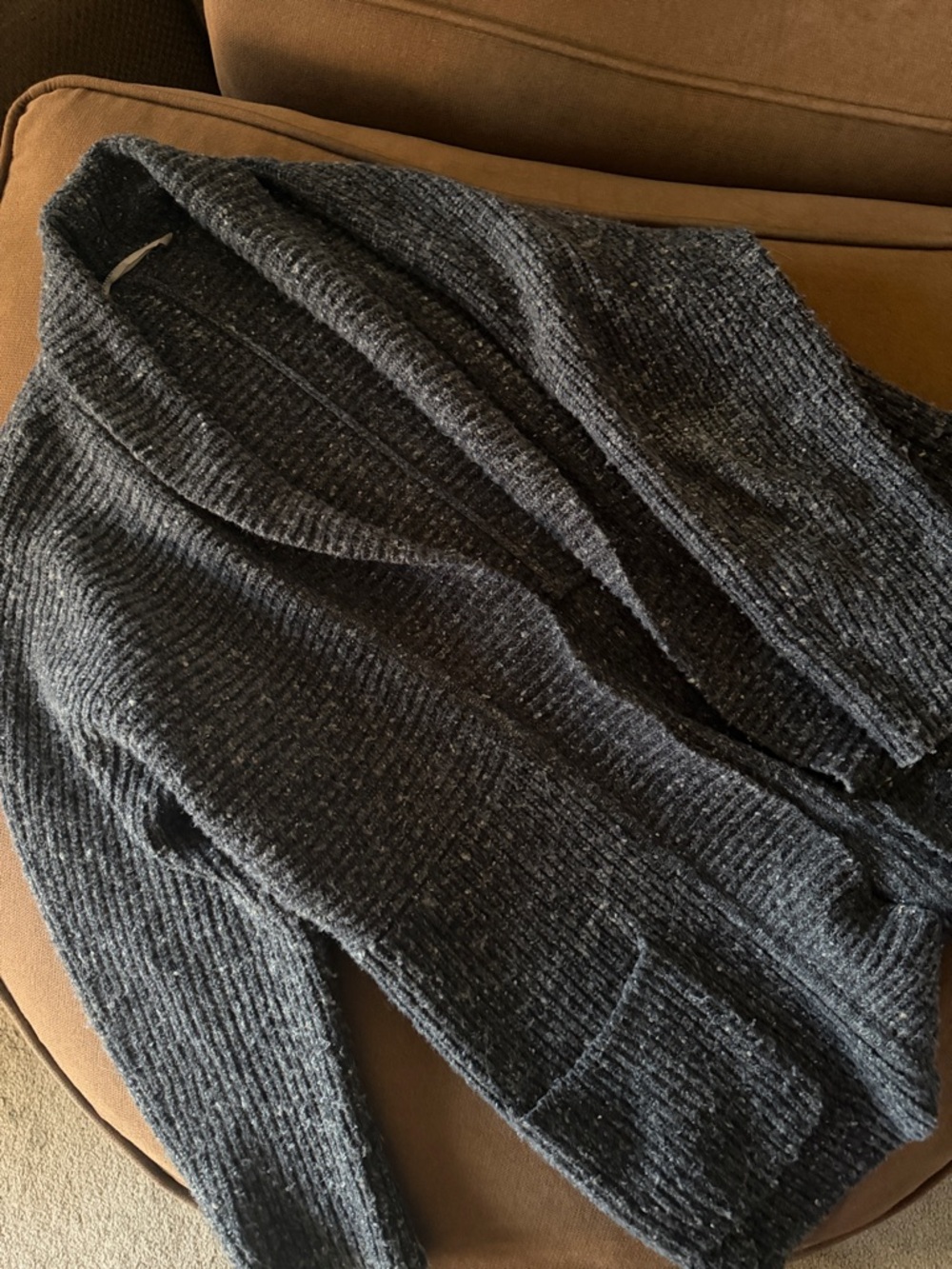 Athleta Dark Gray Shawl Collar Knit Cardigan